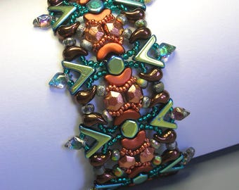 Tutorial - Matrix - Zoliduo, Honeycomb, Ava beads, Arcos and GemDuo beads beading tutorial bracelet