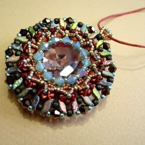 Tutorial Sabrina Rivoli, Stormduo, Super Duo, Ginko, and Bicone beads beading tutorial Pendant image 9