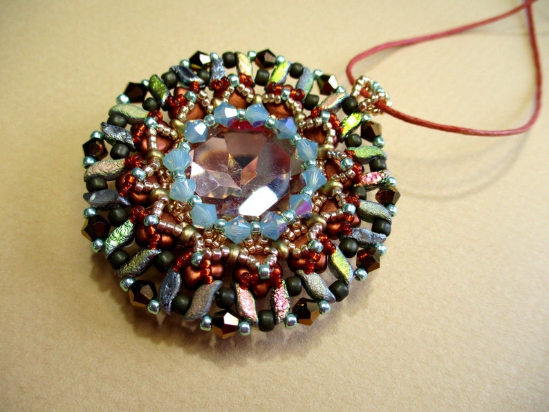 Tutorial Sabrina Rivoli, Stormduo, Super Duo, Ginko, and Bicone beads beading tutorial Pendant image 9