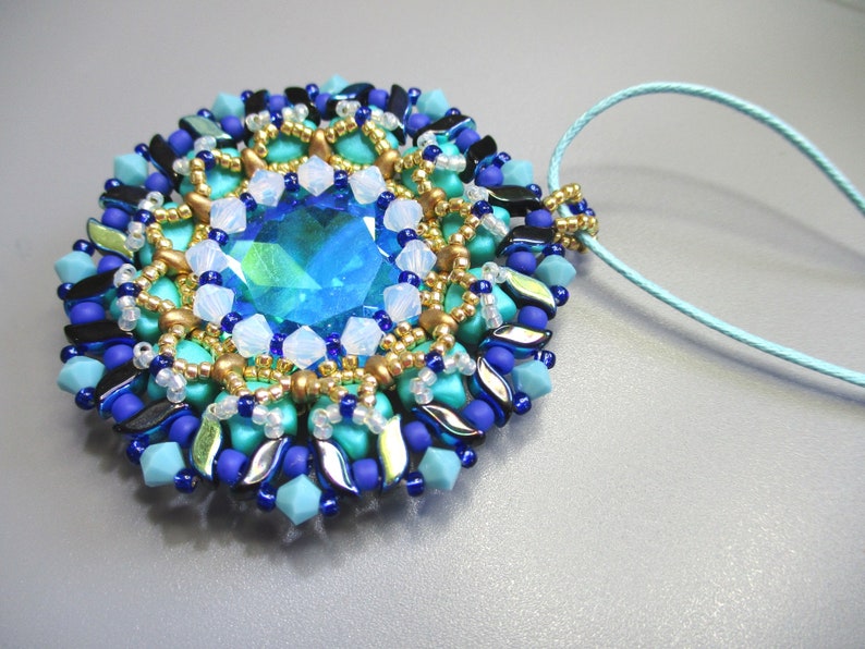 Tutorial Sabrina Rivoli, Stormduo, Super Duo, Ginko, and Bicone beads beading tutorial Pendant image 8