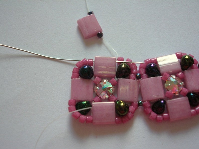 Tutorial Valentine Tila and Rose Montees beading tutorial Etsy