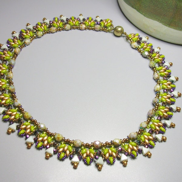 Tutorial - Misty - Kheops, Superduo, Fire Polish and drop beads - beading tutorial Necklace