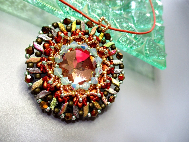 Tutorial Sabrina Rivoli, Stormduo, Super Duo, Ginko, and Bicone beads beading tutorial Pendant image 2