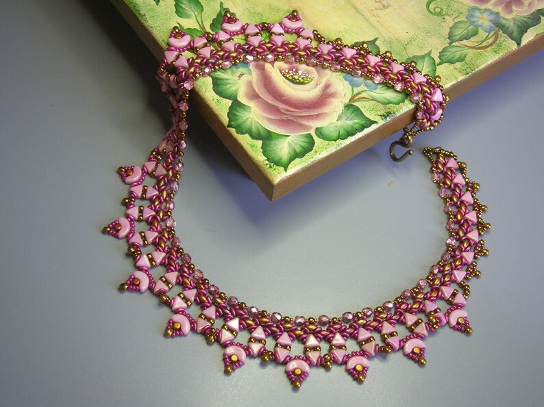 Tutorial - Naszyjnik Arcadia - Arcos i Minos, Kheops, Superduo i Fire Polish beading tutorial zdjęcie 2