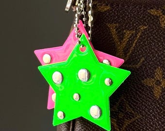 Statement Stern Taschenanhänger, reflektierendes Y2K Accessoire, handgefertigtes Schlüsselbund Detail