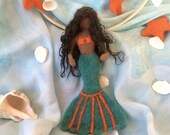 New Baby Gift - Custom Made Baby Mobile - Needle Felted Mermaid Mobile - Dark Skin Mermaid - Summer, Ocean Mobile - Nursery Decoration,