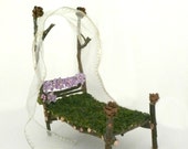Fantasy Fairy Bed - Dollhouse Bed for Woodland Princess - Faery Fairy Garden Furniture - Waldorf