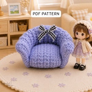 Miniature Doll Sofa Crochet Pattern | Beginner Friendly Amigurumi Couch | DIY Dollhouse Accessory PDF Download