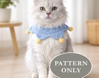Crochet Pattern Cat Collar, Scalloped Pet Bib, Photography Prop (PDF Download)