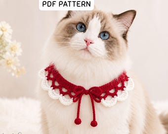 Crochet Pet Collar Pattern, Ruffled Cat Bandana, Beginner Dog Neck Warmer PDF (Instant Download)