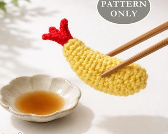 Padrão de crochê para camarão tempurá em amigurumi | Comida fácil de brincar em PDF (Download digital)