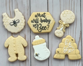 Bee Baby Shower Cookies- Decorated Sugar Cookies