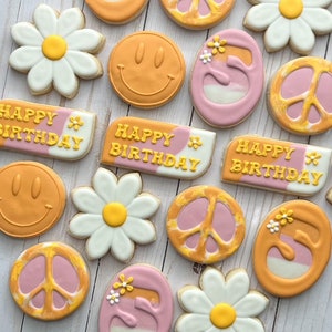Groovy Birthday Cookies- Decorated Sugar Cookies