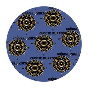 Mouse Pad-compass eye Choose Purpose Typography, Blue Circular desk mouse pad