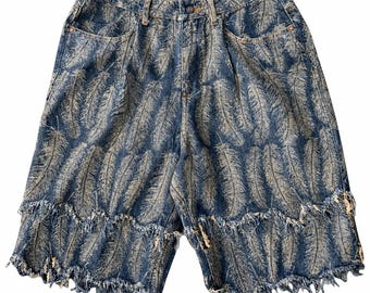 Kapital Kountry Indigo Flared Feather Shorts