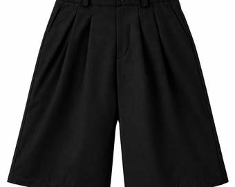 Pleated High-Waist Baggy Shorts