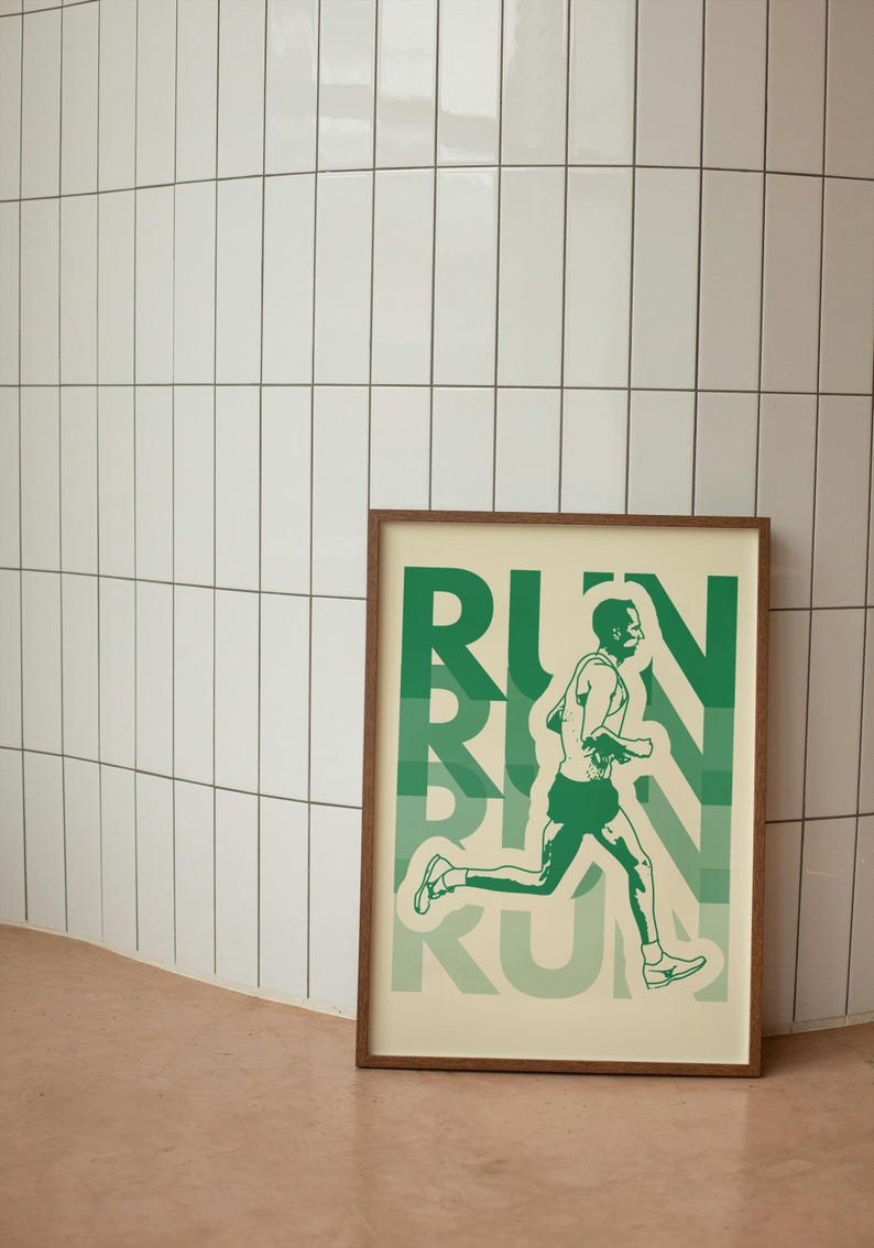 RUN Poster Printable, Running Wall Art, Minimalist Runner Print ...
