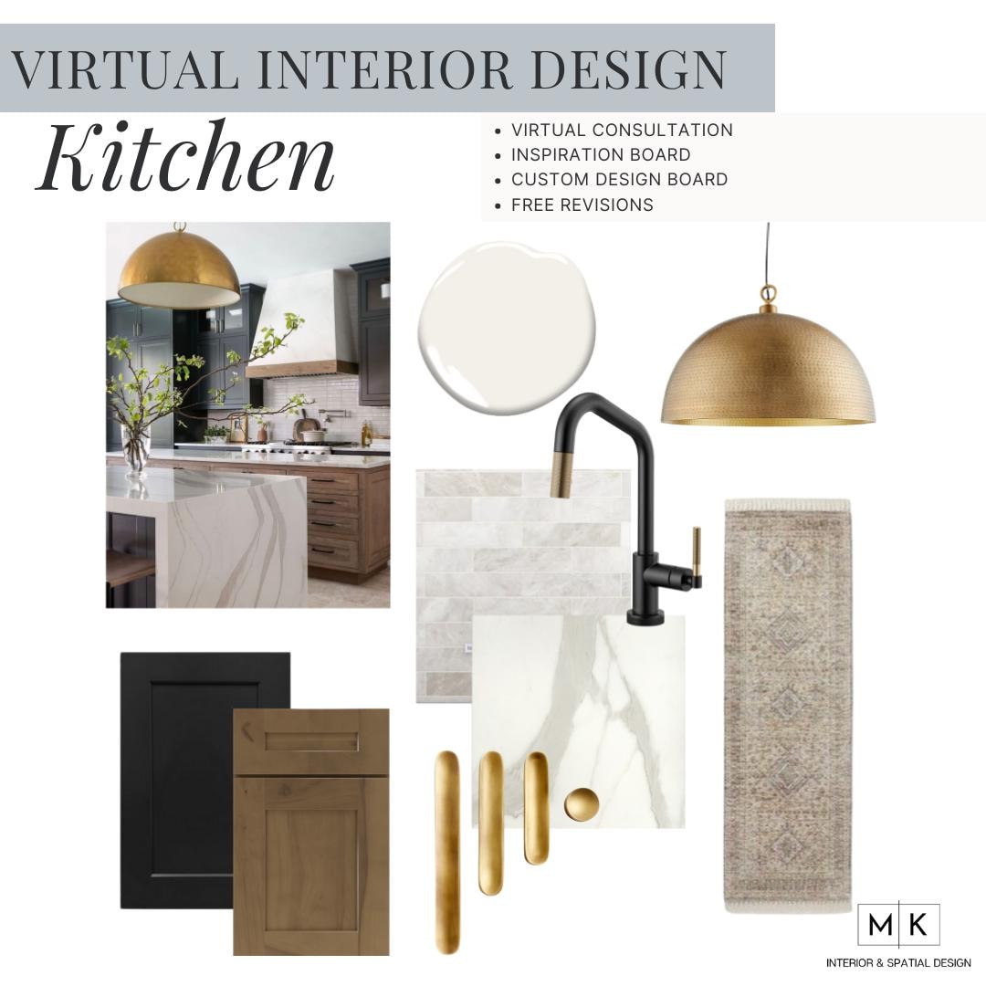 Custom Kitchen Virtual Interior Design Service: Mood Board & Floor Plan ...