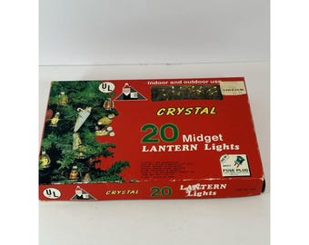 Vintage jul mini lykta ljusset röd/vit/guld testad fungerar 4,5 m