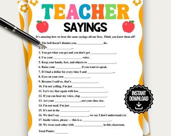 Teacher Games, Teacher Saying Game, Teacher Retirement Game, Teacher Party Games, Teacher Retirement Trivia Game, Class Reunion Games