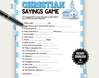 Christian Sayings Game, Fun Christian Trivia for Kids and Adults, Church Activity for Teens Sunday School Game, Bible Games Women's Ministry