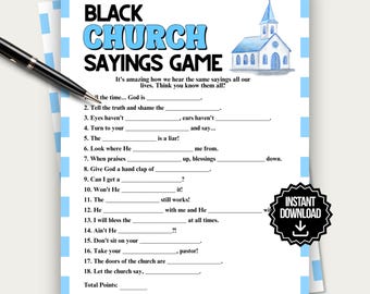 Black Church Sayings Game, Printable Game for Family Adults Kids and Church Party, Games for Church Activities, Church Trivia Christian Game