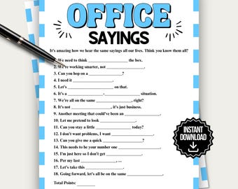 Office Sayings Game, Fun Printable Team Building Game for Staff, Coworker Game, Office Game Trivia Quiz, Work Activity Workplace Icebreaker