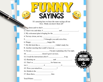 Funny Adult Sayings Game: Fun Printable Fill in the Blank Party Game for Adults, Team Building Game, Icebreaker Game, Family Reunion Game