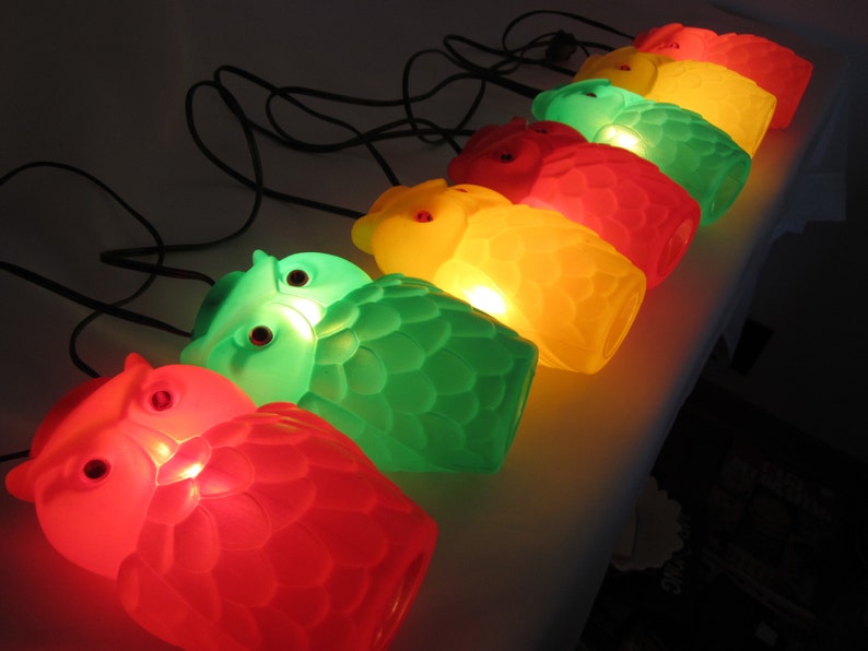 Original Blow Mold Owl Patio String Lights Vintage Etsy