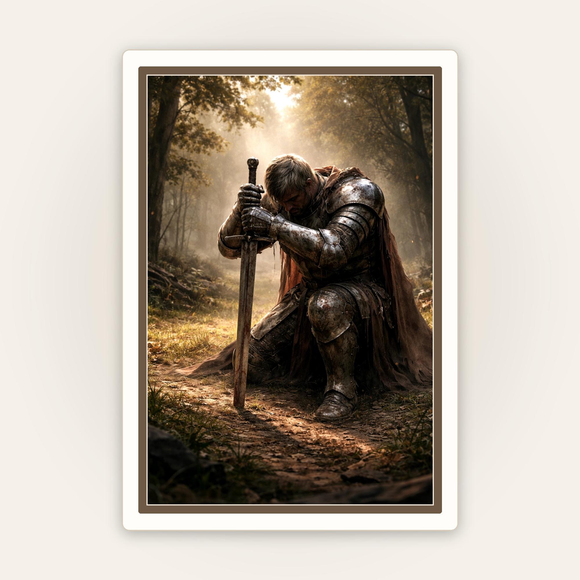 Kneeling Knight Canvas Print, Dark Fantasy Medieval Wall Art - Etsy