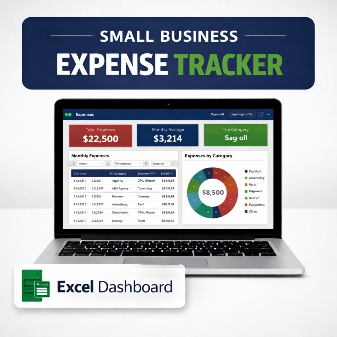 Small Business Expense Tracker, Excel Dashboard Template (instant ...
