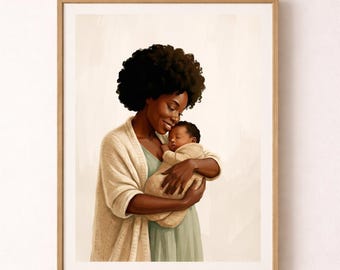 Black Woman Wall Art | Afrocentric Print | Faceless Portrait | African American Paint Canvas | Feminine Decor