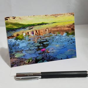 Handgemaakte blanco gevouwen notitiekaart - Water lilly & Angkor Thom, Siem Reap, Cambodja -reisfotografie - Inclusief Envelop - set van 3