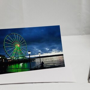 Handgemaakte blanco gevouwen notitiekaart - Reuzenrad in Seattle Washington - reisfotografie - Inclusief Envelop - Komt in pakket van 3