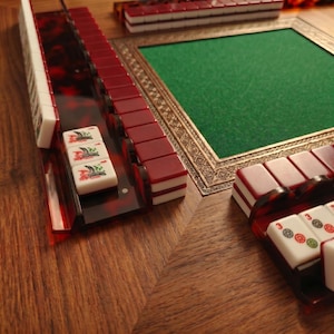 Lyxigt Mahjongställ i akryl med påskjutare, Mahjong-plattställ i 9 färger med snäckmönster, present till Mahjong-älskare, present till mamma