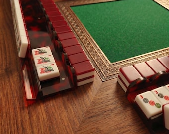 Luxury Acrylic Mahjong Rack with Pusher, 9 Colors Shell Pattern Mahjong Tile Racks, Mahjong Lover Gift, Gift for Mom