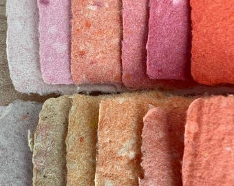 Handgeschöpftes Papier-Set | 6 Blatt A6 | Rosa & Orange Kollektion | Büttenpapier | Recyceltes handgeschöpftes Papier – ca. 130 g