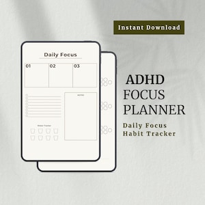 ADHD Focus Planner, Daily Productivity, Habit Tracker (Instant Download PDF)