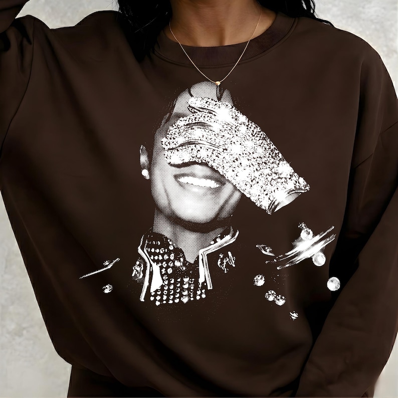 Michael Jackson-inspirerad halvton PNG, vintage King of Pop-skjortadesign, Michael-fangåva, halvtonskonst för svarta kläder, digital nedladdning bild 3