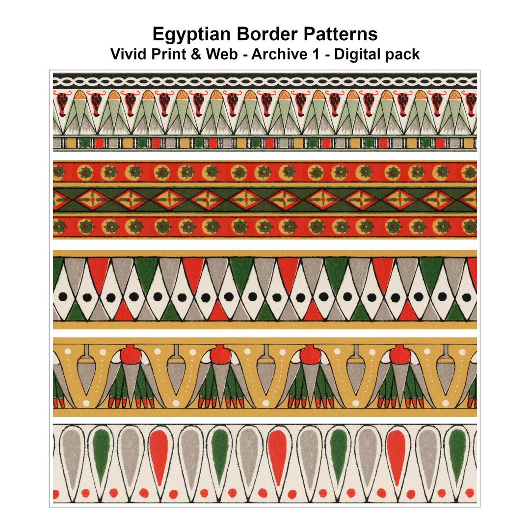 Egyptian Border Patterns Archive 1 | 15 Seamless Tiles + A4/A3 Print ...