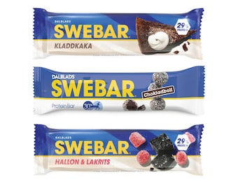 Swedish Protein Bars Swebar Protein Bars with Chocolate ball, Brownie & Raspberry Licorice Flavours, Swedish Healthy Snacks