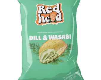 Swedish Snacks Redhead Chips Sweden, Swedish Chips Redhead Mauri, Dillchips and Wasabi, Sweden Snacks, Swedish Crisps, Scandinavian Snacks