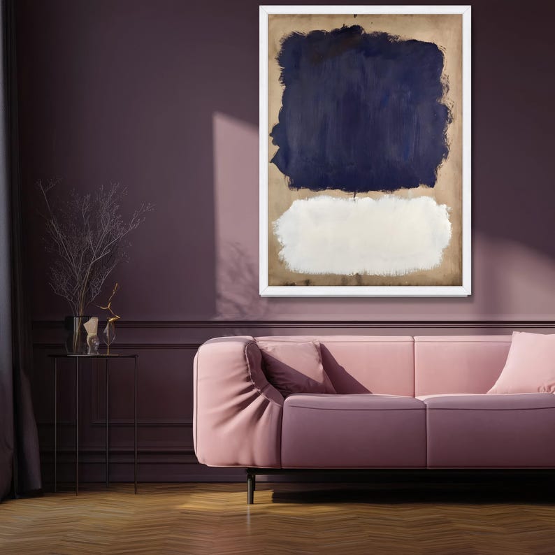 Mark Rothko Paint Mark Rothko Abstract Color Block Large Wall Art, Navy Blue Beige White ...