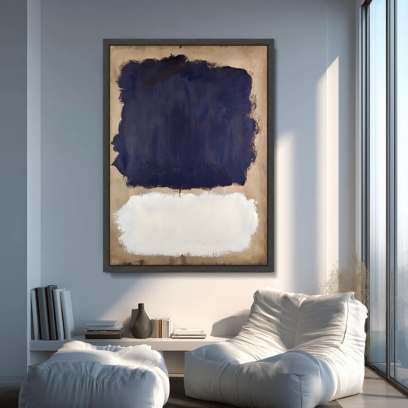 Mark Rothko Paint Mark Rothko Abstract Color Block Large Wall Art, Navy Blue Beige White ...