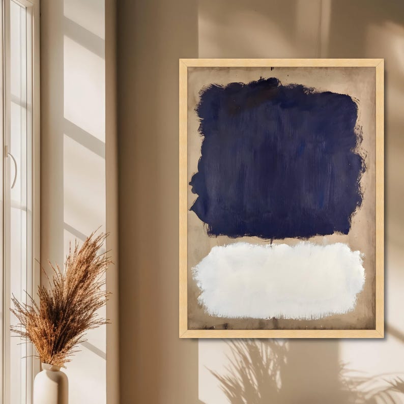 Mark Rothko Paint Mark Rothko Abstract Color Block Large Wall Art, Navy Blue Beige White ...
