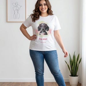 Dachshund with Coffee T-Shirt | I m Cool Pink Glasses Coffee Tee