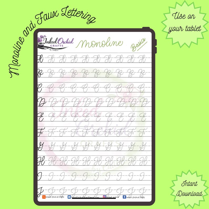 Monoline & Faux Calligraphy Lettering Pack - Intermediate Practice ...