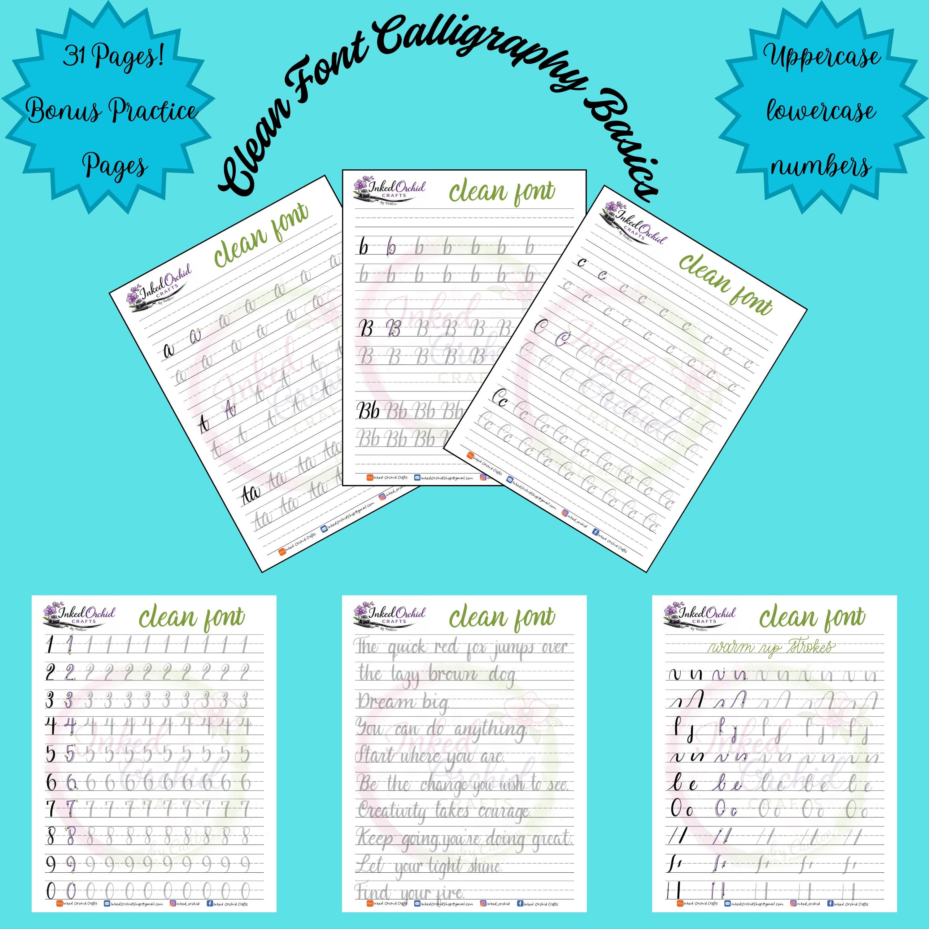 Clean Lettering Sample Clean Font Lettering Workbook, Practice Drills (digital Download) PNG ...