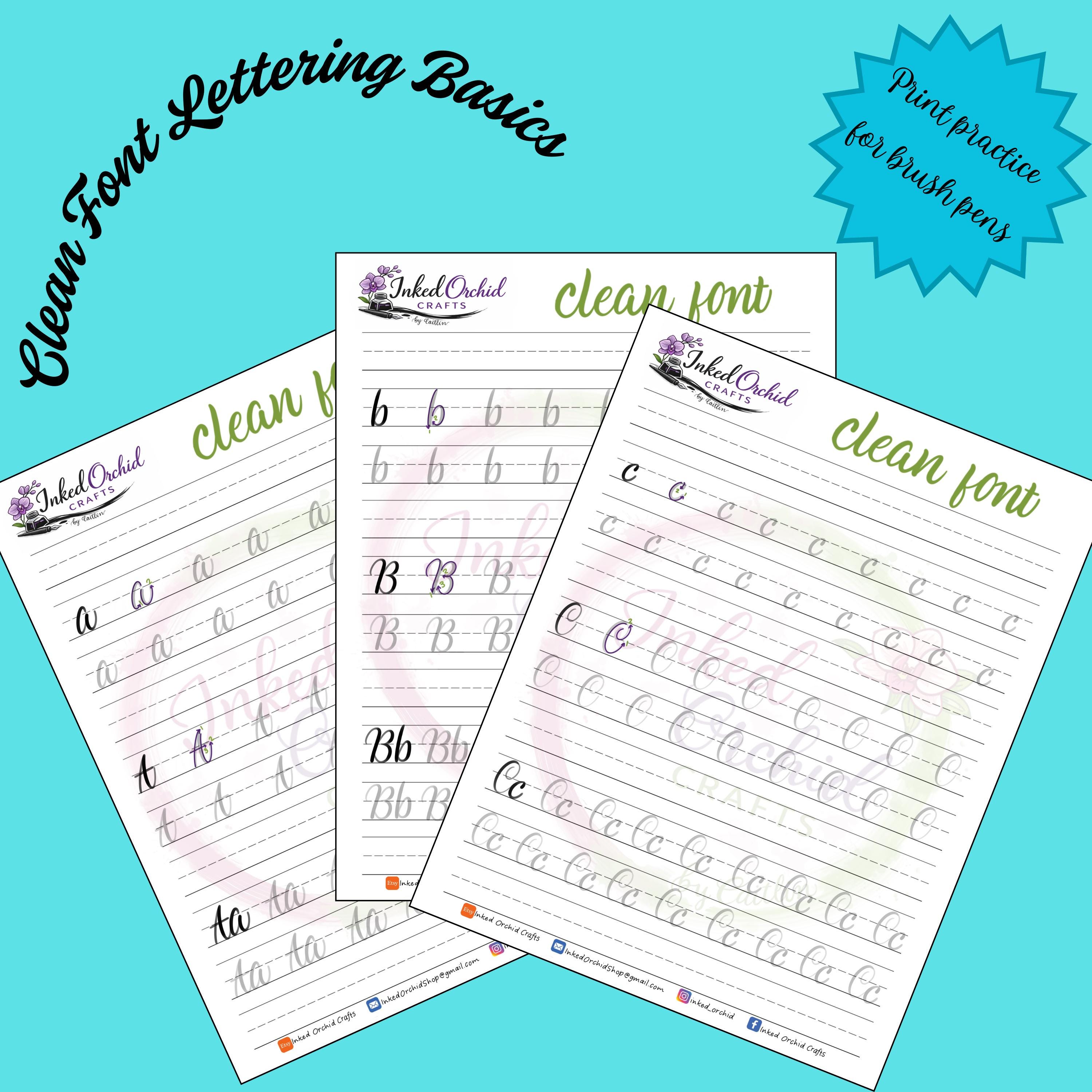 Clean Girl Lettering Clean Font Lettering Workbook, Practice Drills (digital Download) PNG ...