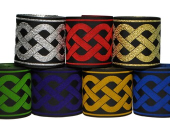 Celtic Knot Red 2 Inch Wide sold by the yard